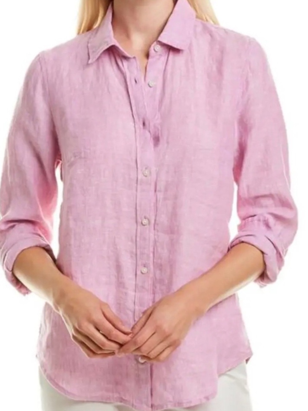 J Crew Baird McNutt Irish Linen Slim Pink Button Down Shirt Size 4